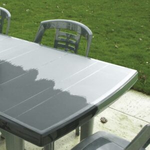 Before and after using Polytrol on garden furniture