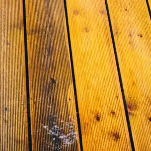 Before and after using Soapclean on exterior wood