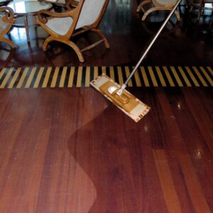 Soapclean being used on hardwood flooring