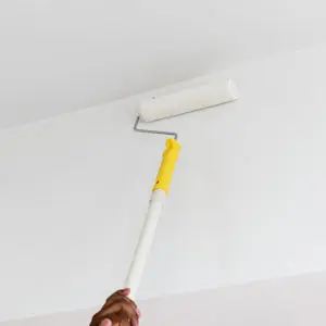 Decorator using a roller to paint a wall