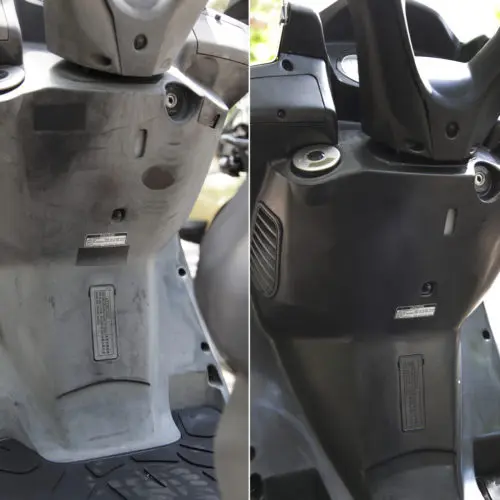 Polytrol before and after use on a moped