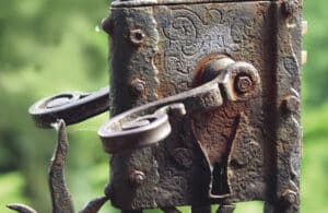 Rusted metal gate handle