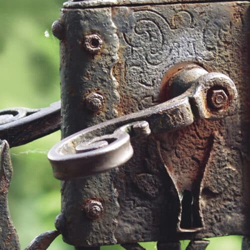 Rusted metal gate handle
