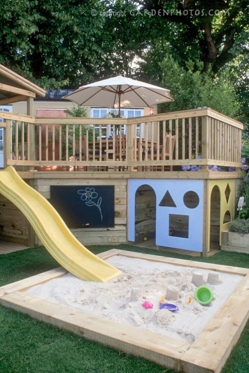 decking and children's play area