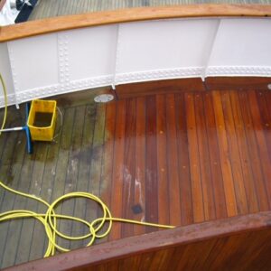 Prepdeck wood stripper used on a boat deck