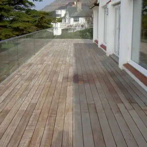 Ipe coastal deck during Net-Trol application