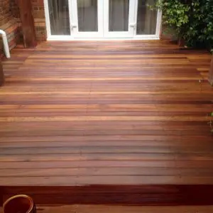 Garden decking finished with Textrol by R&A Pressure Washing Services