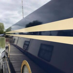 Gelcoat Restorer applied to a narrowboat