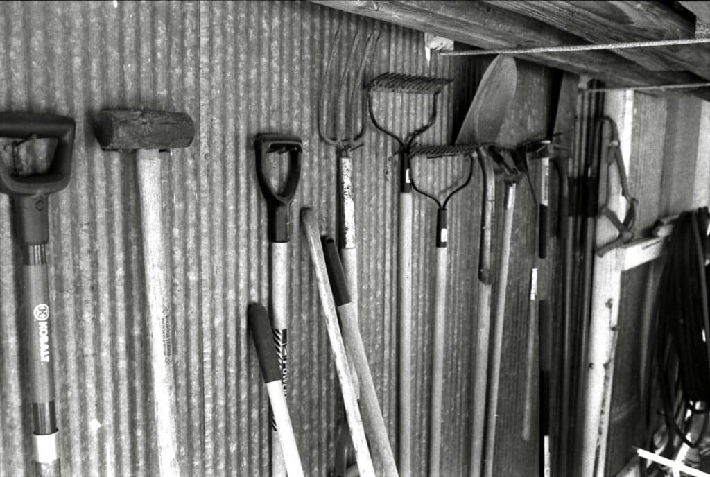garden shed organisation - Gardening tools in a shed Gardening tools in a shed