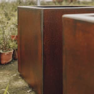 Oxid Vernis on metal planters by HTDS welding and fabrications - image credit to Lily Grace Barton