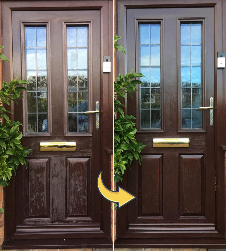before and after polytrol on brown doors
