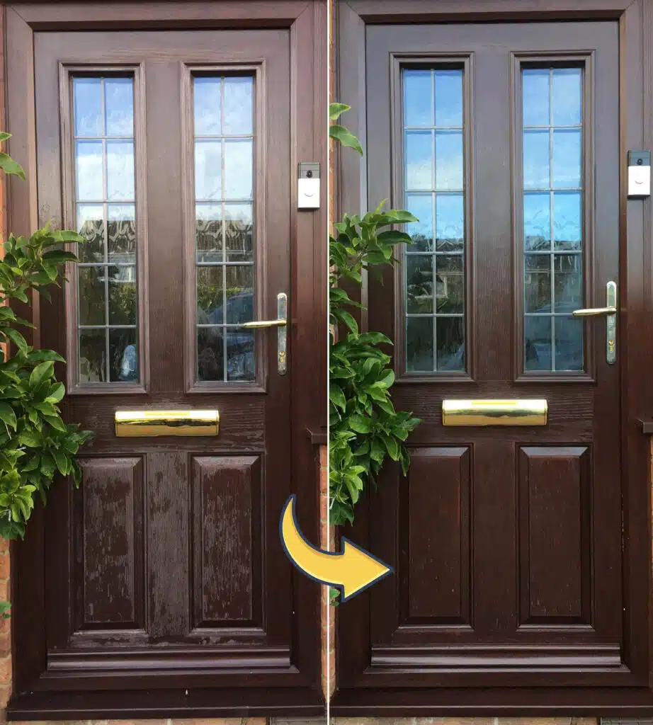 before and after polytrol on brown doors