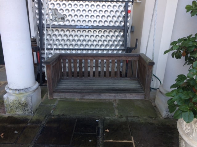 Before - Garden furniture restored with Aquadecks Bench swing before application