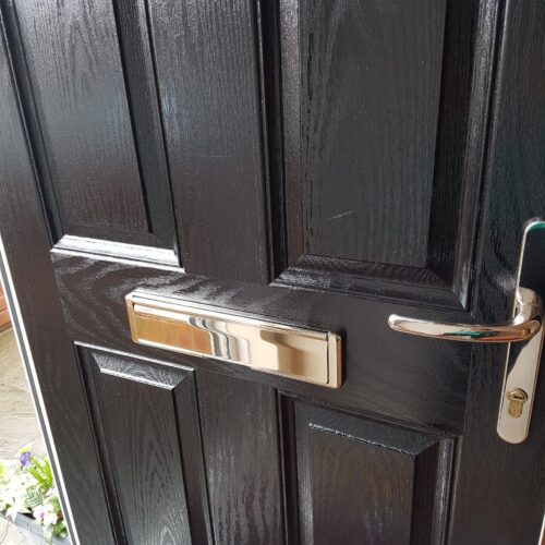 Polytrol used to revive black composite door