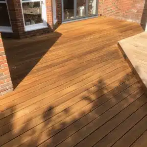 Balau garden deck restored with Aquadecks by R&A Pressure Washing Services Ltd