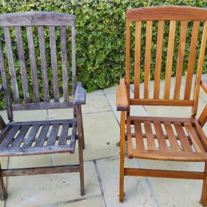 Before and after Net-Trol on garden chairs