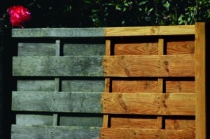 Before & after using Net-Trol on a fence