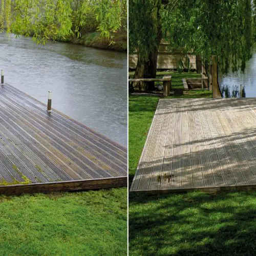 Before and after net-trol on lakeside deck