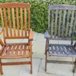 Before and after using Net-Trol and Textrol on garden table and chairs