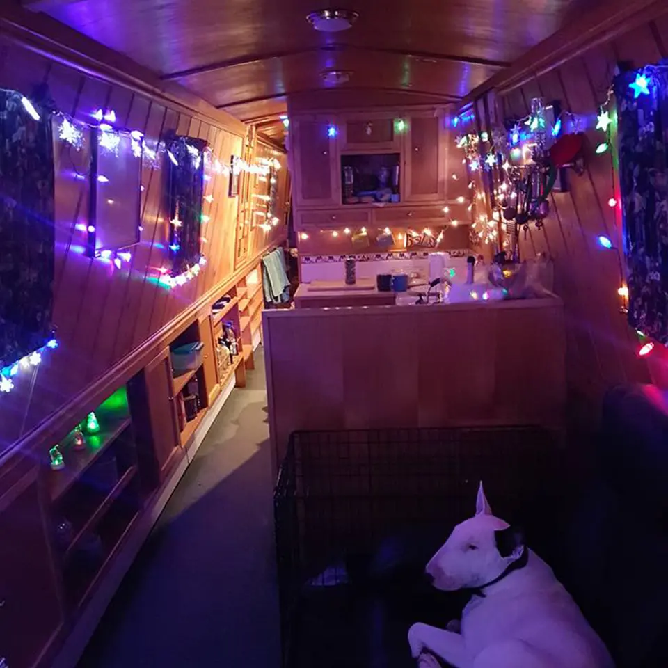 Narrowboat with indoor fairy lights