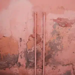 Mold and mildew on a pink wall