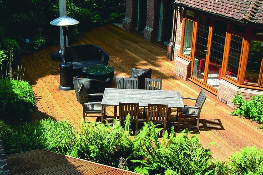 hardwood decking with table and chairs