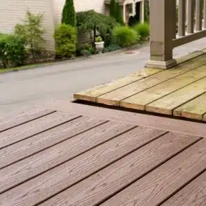 Composite deck replacing timber deck