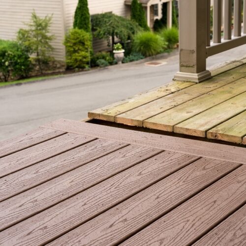 Composite deck replacing timber deck