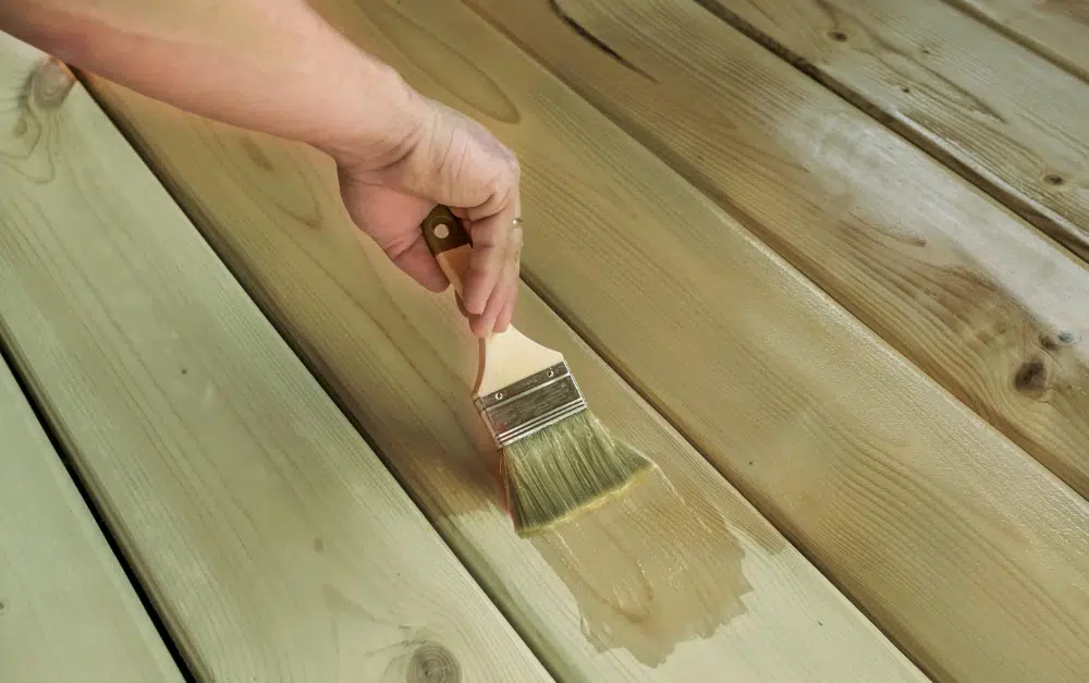 Application of seasonite on new wood Application of seasonite on new wood