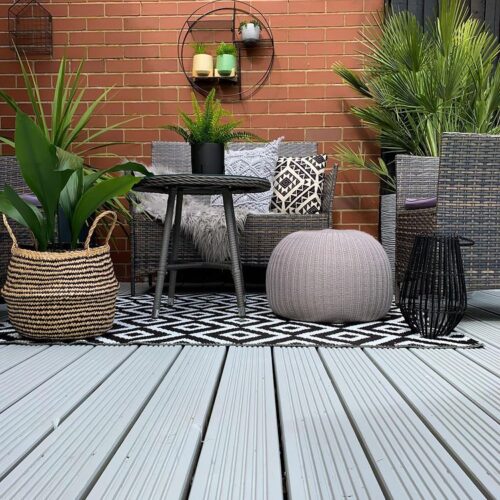 Deck finished with Traditional Grey Decking Paint - image credit to @tiny_victorian_home