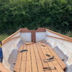 Moats boat during application of Deks Olje D1