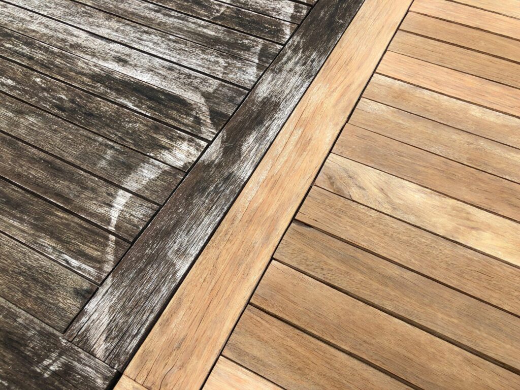 Garden table before and after Net-Trol