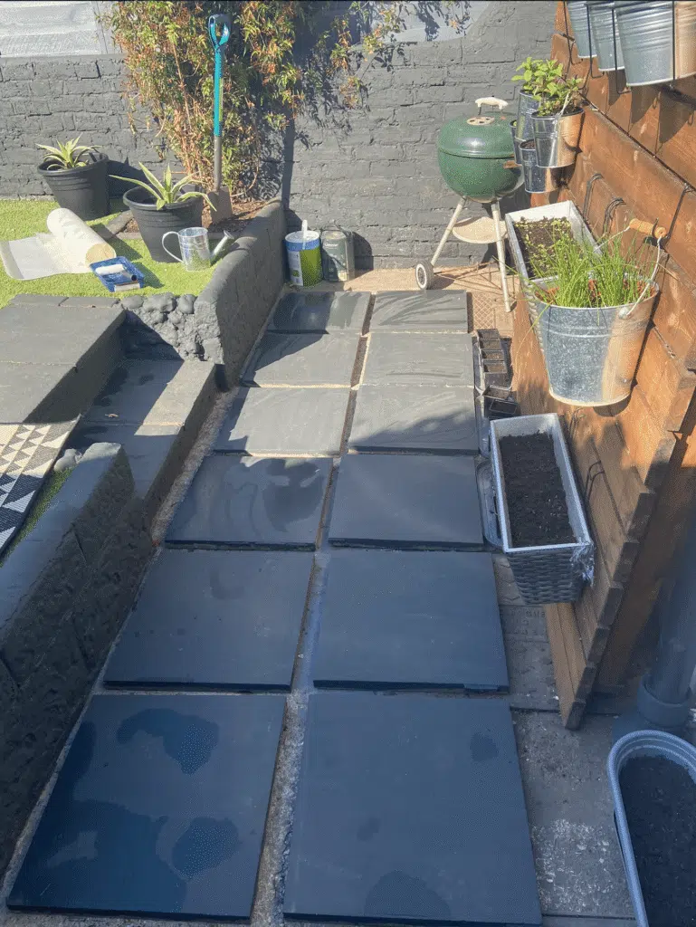 Patio tiles after painting by That's So Gemma