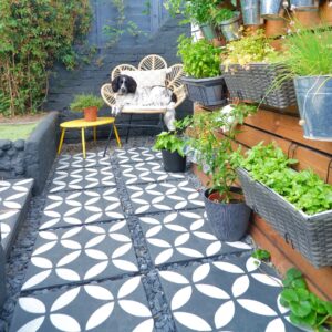 Painted patio tiles by That's So Gemma