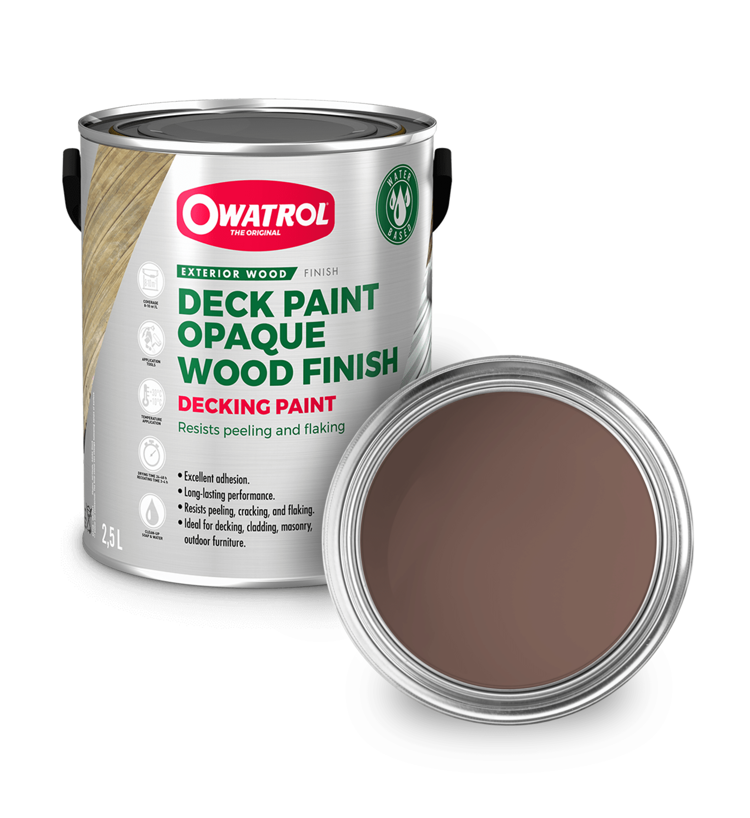 Bark Brown Decking Paint Swatch with tin