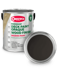 Black Decking Paint Swatch with tin