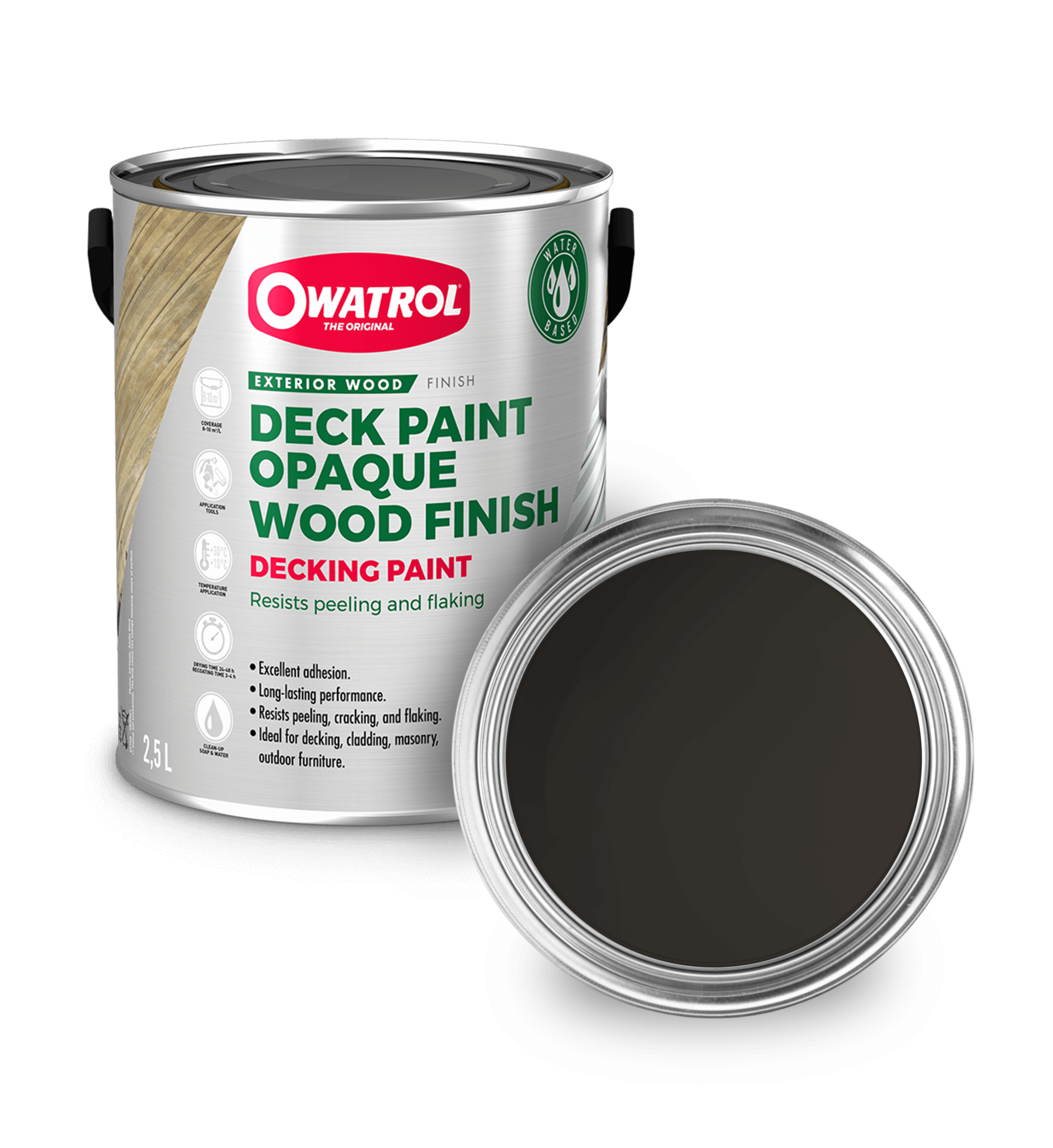 Black Decking Paint Swatch with tin