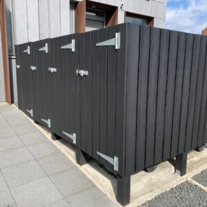 Black Decking Paint applied to bin storage unit