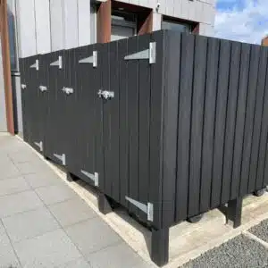Black Decking Paint applied to bin storage unit