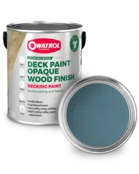 Blue Decking Paint Swatch with tin