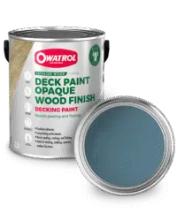 Blue Decking Paint Swatch with tin