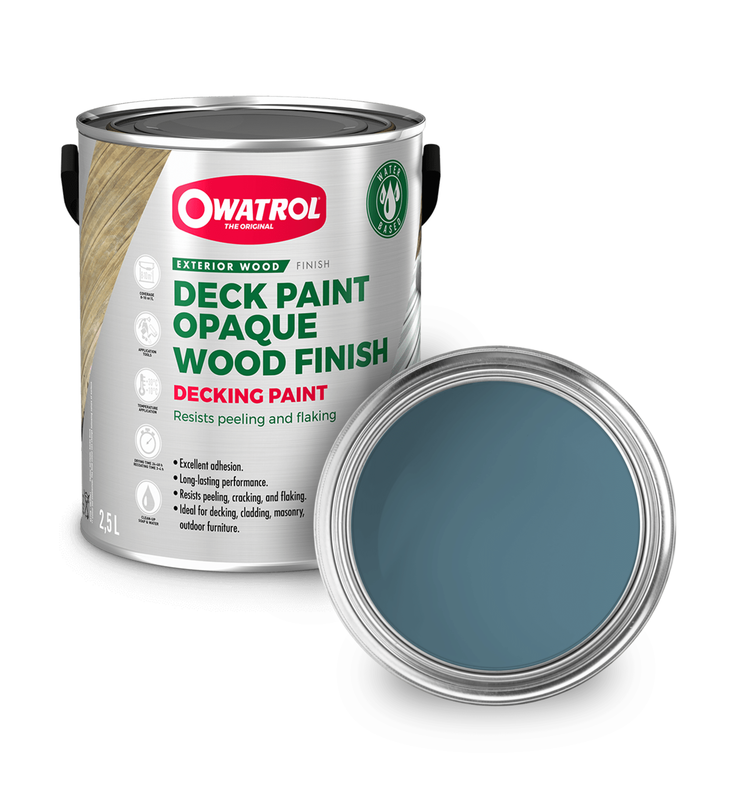 Blue Decking Paint Swatch with tin