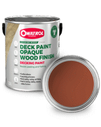 Brick Red Decking Paint Swatch with tin