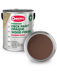 Dark Brown Decking Paint Swatch with tin