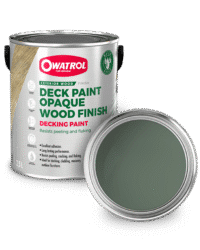 Green Decking Paint swatch with tin