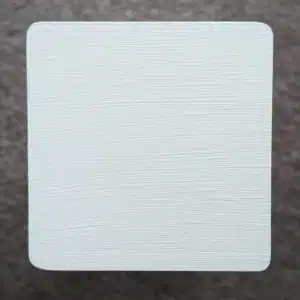 Light Grey Decking Paint swatch - applied to new pine wood in natural lighting.