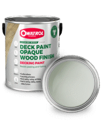 Light Grey Decking Paint swatch with tin