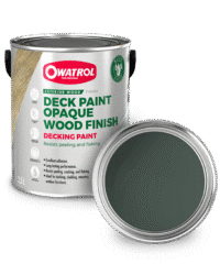 Mallard Green Decking Paint swatch with tin