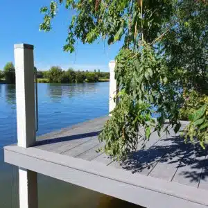 Aged Grey Decking Paint applied to pontoon deck posts