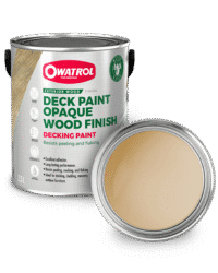 Sand Dollar Decking Paint swatch with tin